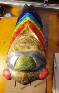 Large rainbow Pride decorative cicada sculpture